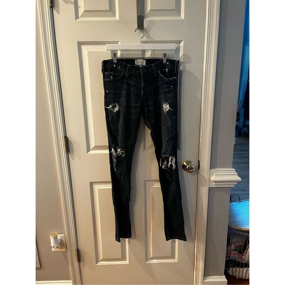 Current Elliott The Skinny Distressed Paint Splattered Jeans sz 27 EUC - Picture 5 of 14